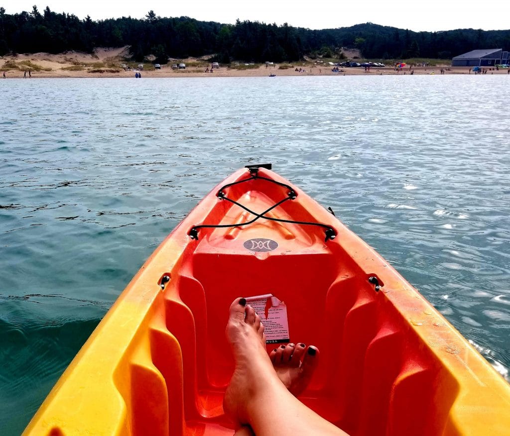 My Town enjoying a day at Petoskey State Park on a Kayak from Bahnhof Sports